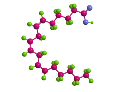 Gamma linoleik asit, 3d render moleküler yapısı