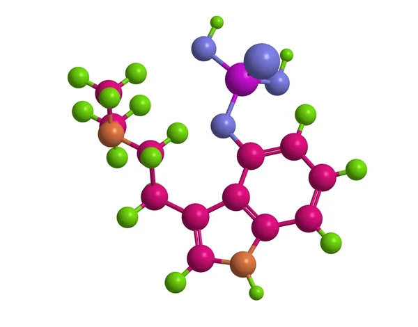 分子结构的裸盖菇素，3d 渲染 — 图库照片