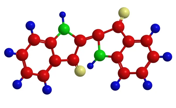 Molekulare Struktur von Indigotin (Indigofarbstoff)) — Stockfoto