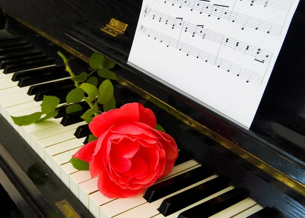 Condolence card - roses on piano