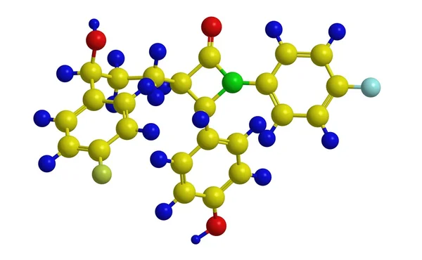 Ezetimibe (Simvastatin, Vytorin) - moleküler yapısı — Stok fotoğraf