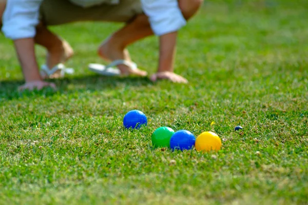 Μπάλα bocce καλοκαιρινή δραστηριότητα ελεύθερου χρόνου — Φωτογραφία Αρχείου