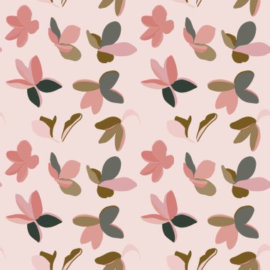 Pembe arka planda çiçekli kusursuz bir desen.
