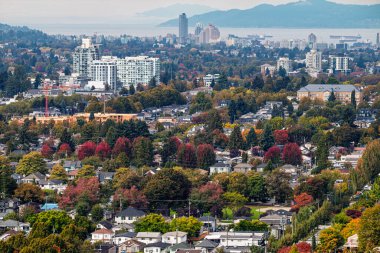 In Vancouver during autumn, the streets come alive with vibrant hues. Trees dressed in red and gold surround cozy homes, creating a picturesque scene of seasonal beauty.