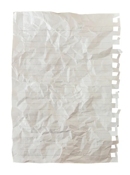 Papel enrugado em branco isolado sobre branco — Fotografia de Stock