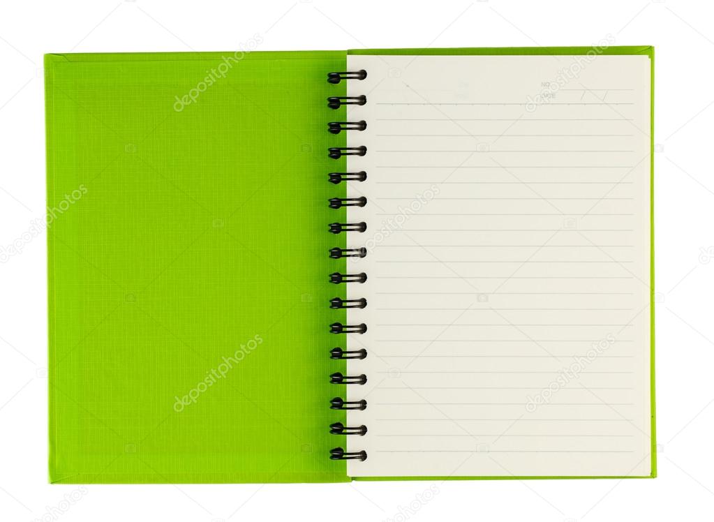 Green notebook open
