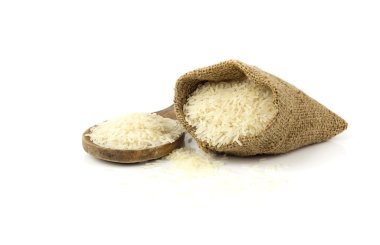 beyaz zemin üzerine Tayland pirinç yasemin