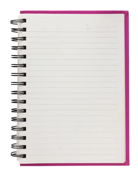 Caderno em branco espiral isolado em branco — Fotografia de Stock