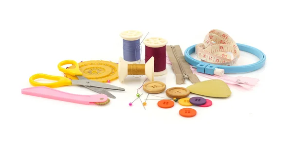 Set voor naaien tools op wit — Stockfoto