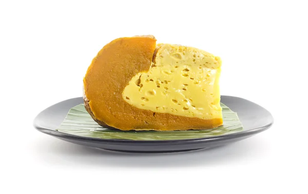Egg custard in pumpkin - Thai dessert on white — Stock Photo, Image