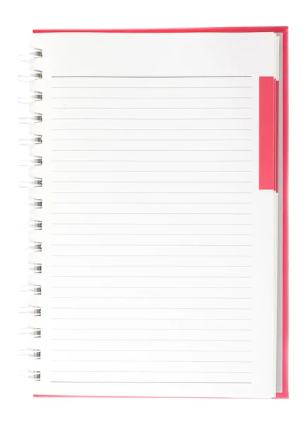 Página en blanco del cuaderno en espiral rojo — Foto de Stock