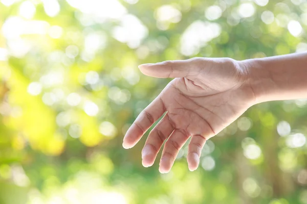 Aiutare le mani sullo sfondo della natura — Foto Stock