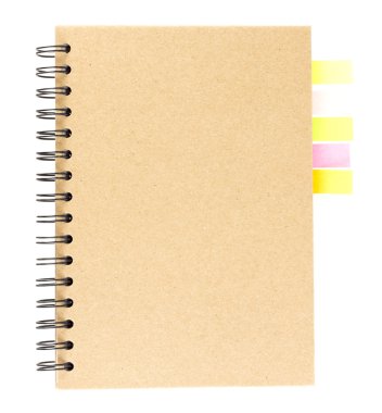Spiral defter üzerinde beyaz renkli not kağıdı ile kapak