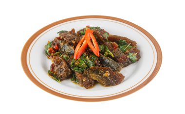 Tay gıda - çıtır Fesleğenli kızarmış yüzyıl yumurta karıştırın