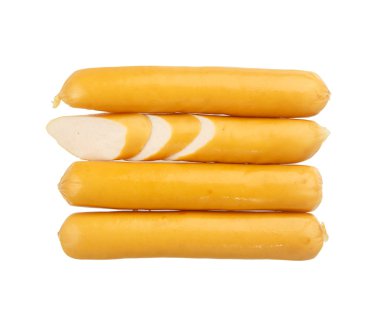 Beyaz arka planda taze sosis