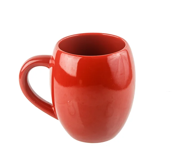 Порожня червона чашка на білому — стокове фото