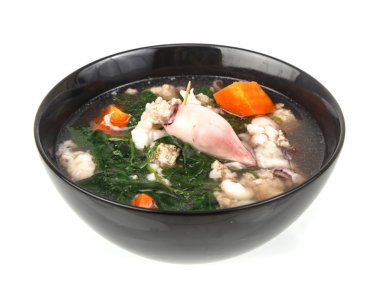 Beyaz izole Kalamar çorbası