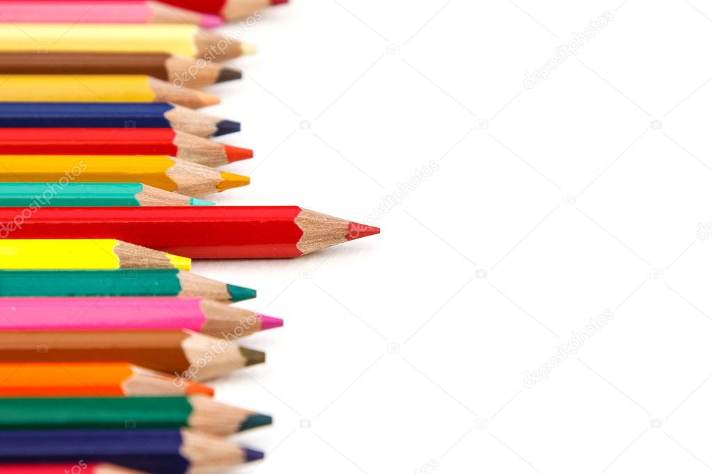 Red color pencil stand out other