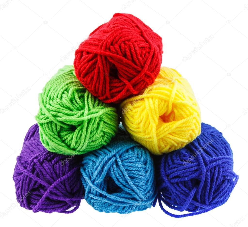 Colorful yarn on white