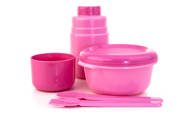 Conjunto de plástico rosa — Fotografia de Stock