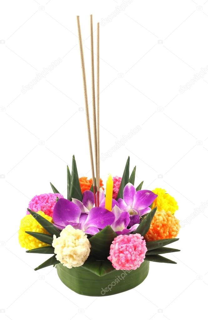 Colorful Thai kratong isolated on white