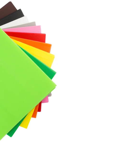 Вид зверху на барвисті гофровані пластикові листи — стокове фото