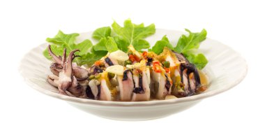 Buhar kalamar baharatlı biber ve limon sos ile