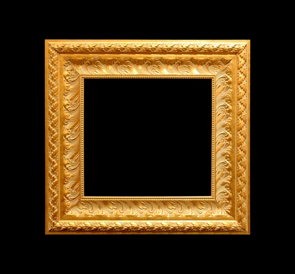 Gouden Antieke Frame Geïsoleerd Zwarte Achtergrond — Stockfoto
