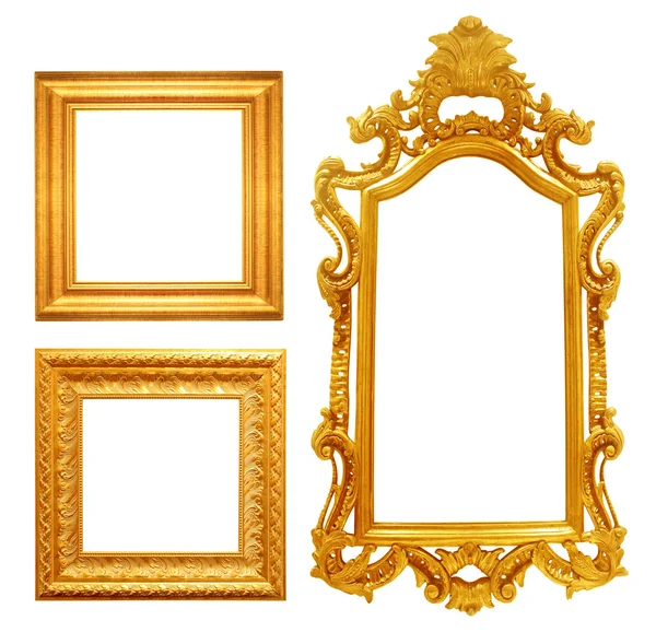 Set de marco vintage dorado aislado sobre fondo blanco —  Fotos de Stock