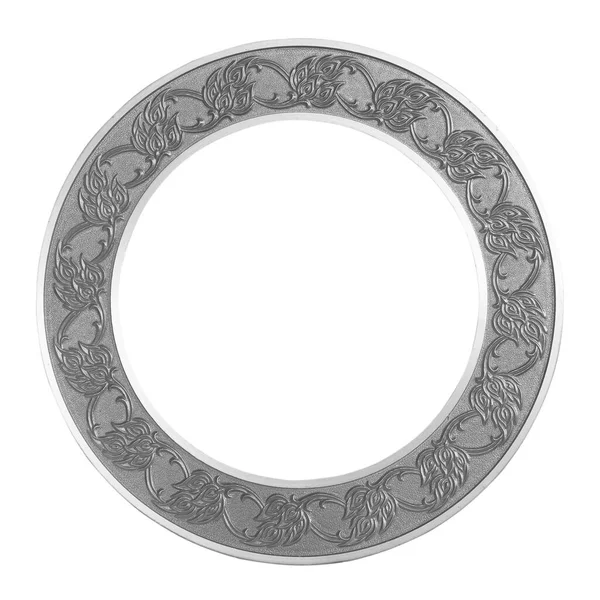 Frame Grijze Cirkel Geïsoleerde Witte Achtergrond — Stockfoto