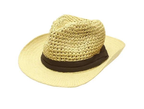 Grazioso Cappello Paglia Sfondo Bianco — Foto Stock