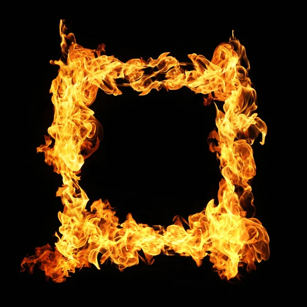 Fire Flames Collection Isolated Black Background — Stock Photo, Image