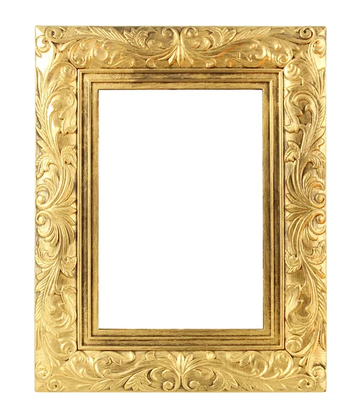 Moldura Ouro Antigo Fundo Branco — Fotografia de Stock