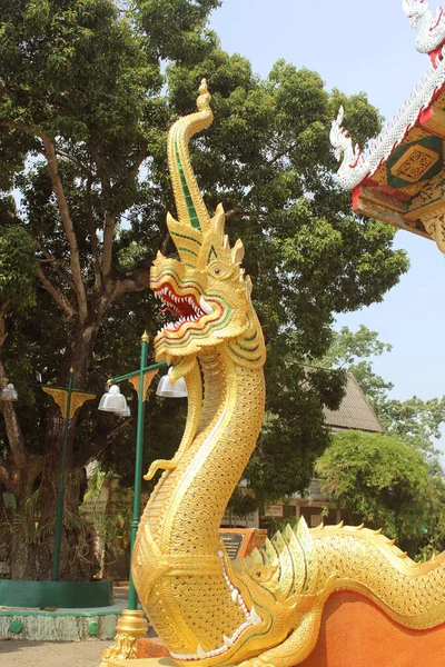 Thailändsk Drake Eller Kung Naga Staty — Stockfoto