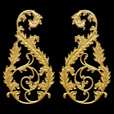 Süs malzemeleri, klasik altın çiçekli tasarımlar.