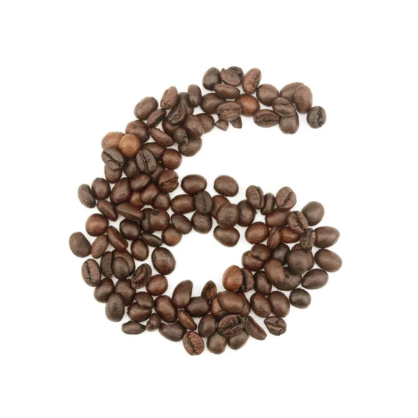 Zahlen Mit Kaffeebohnen Auf Weißem Hintergrund — Stockfoto