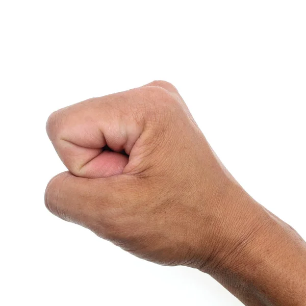 Mann Hände Zeigen Würgegriff Auf Weißem Hintergrund — Stockfoto