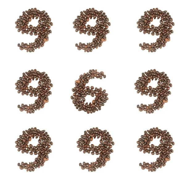 Number Set Made Coffee Beans Numbers — Stock Photo, Image