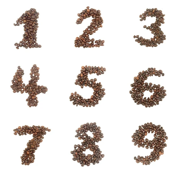Number Set Made Coffee Beans Numbers — Stock Photo, Image