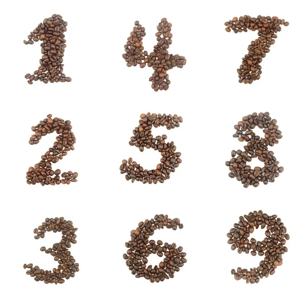 Number Set Made Coffee Beans Numbers — Stock Photo, Image