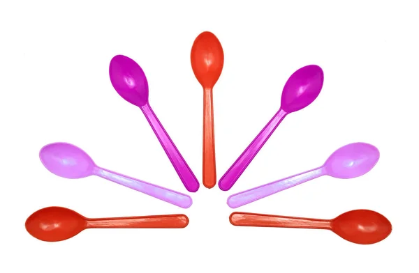 Plastic Spoon White Background — Stock Photo, Image