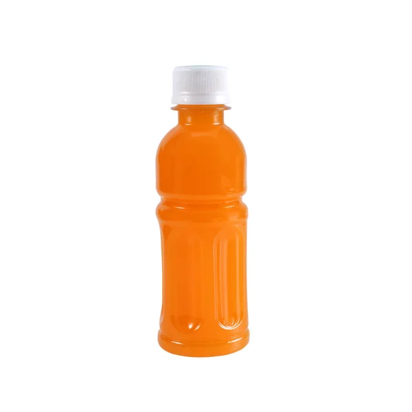 Orangensaft Einer Flasche Isoliert Auf Weiß — Stockfoto