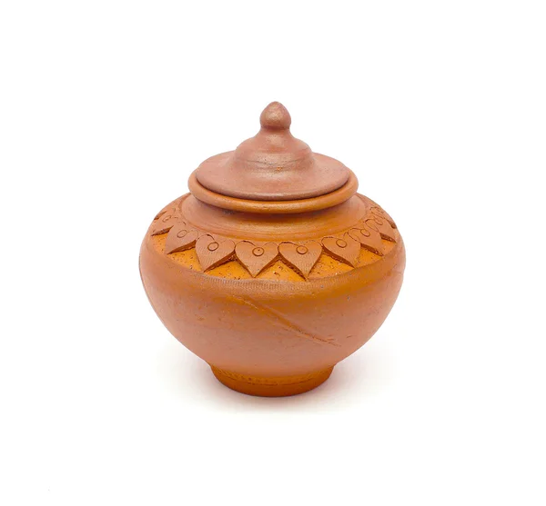 Keramische pot. Nieuwe voorwaarde. Geïsoleerd op witte achtergrond. — Stockfoto