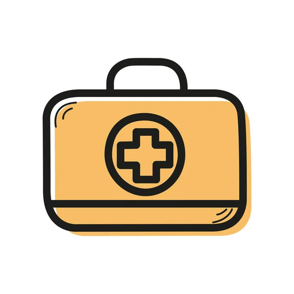 Icono de color lineal vectorial en la maleta médica de forma con cruz — Archivo Imágenes Vectoriales