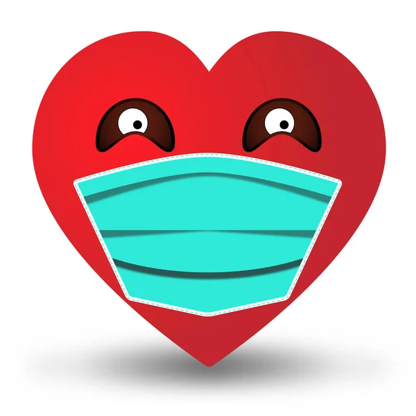 Coeur Avec Les Yeux Dans Masque Médical Concept Saint Valentin — Photo