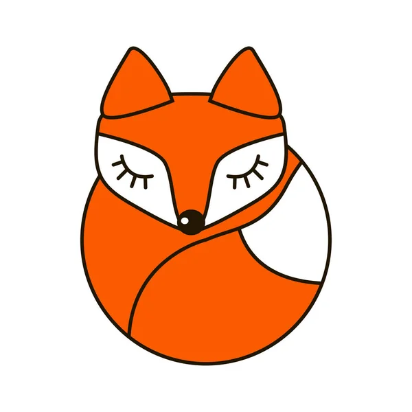 Fox cute znak sztuki w linii krzywej — Wektor stockowy