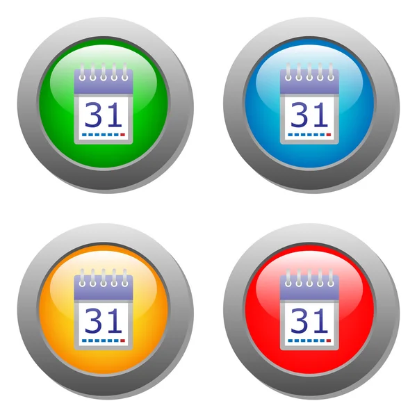 Ícone de organizador de calendário no conjunto de botões — Vetor de Stock