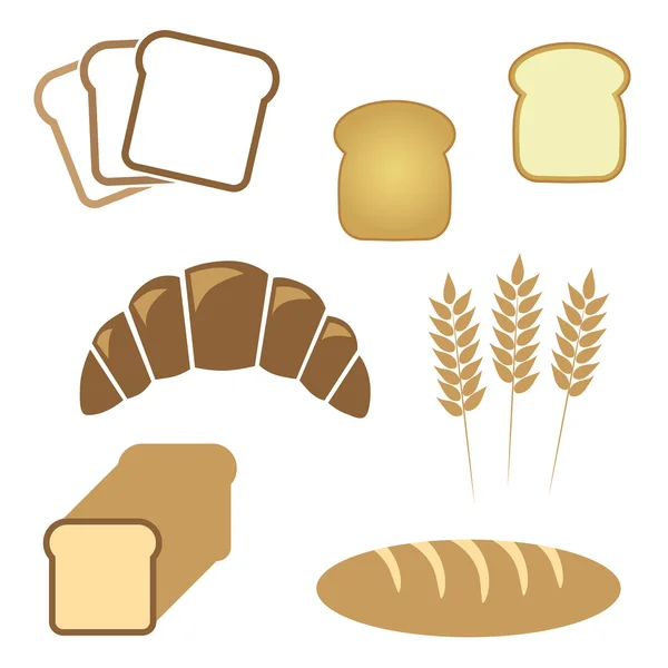 Conjunto de pan blanco, iconos de panadería — Vector de stock