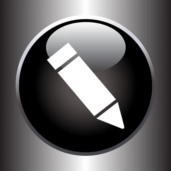 Значок карандаша на черной кнопке — стоковый вектор