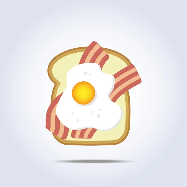 Icona del pane tostato bianco con pancetta e uovo — Vettoriale Stock